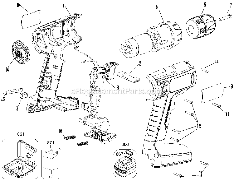 Black and Decker CDC120ASB (Type 1) 12v Compact Drill Power Tool Page A Diagram